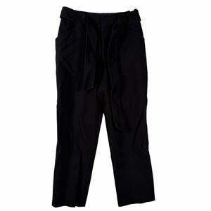 Club Monaco Black Corduroy High Waist Belted Pants Straight Leg Womens Size 2